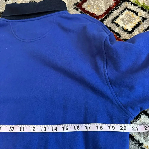 Escada Sport Men's Embroidered Sweatshirt Size M Blue Black Academia Collared - Picture 6 of 7